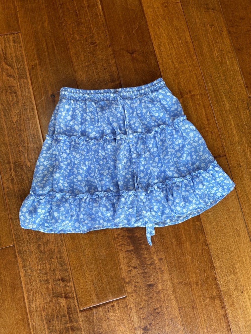 Sienna Sky Light Blue Floral Ruffle Skater Skirt